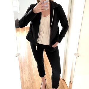 Ecru Cotton Zip Up Jacket and Pant Suit